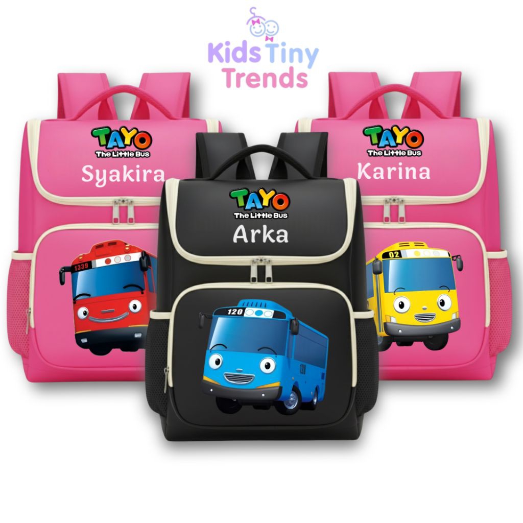 BACKPACK TAS RANSEL ANAK MOTIF SABLON GAMBAR KARAKTER TAYO THE LITTLE BUS UNISEX FASHION LAKI LAKI D