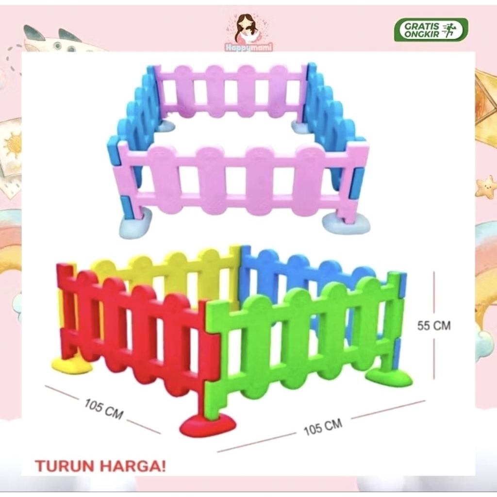 DAMOZA TOYS- PROMO (barang OB) DI OBRAL Pagar Taman mainan anak Murah