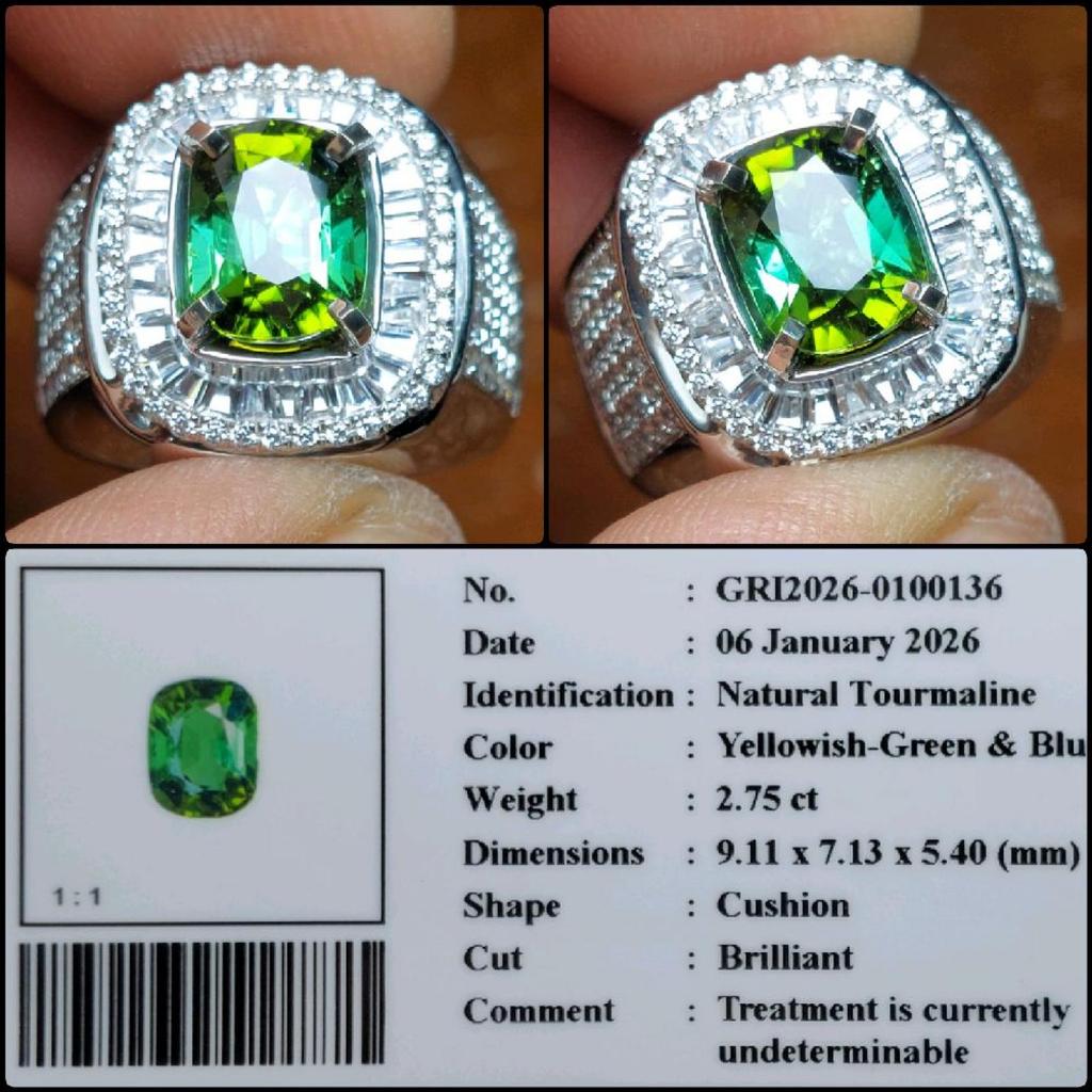 Natural Tourmaline Parti Color Crystal Eye Clean Gems Batu Permata Hijau Asli Garansi