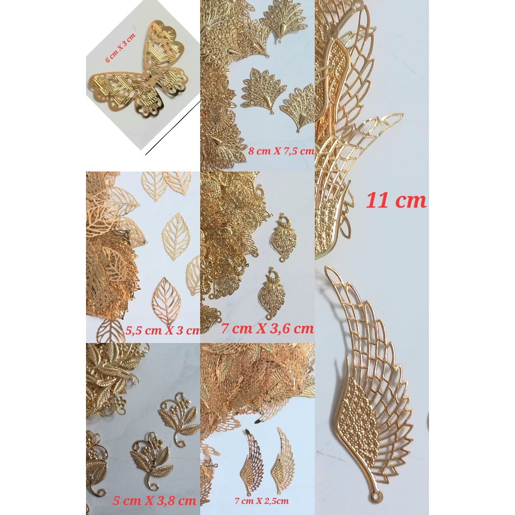 Lempengan metal gold hollow butterfly, kupu kupu, merak, daun, tangkai bunga, lempengan sudut, lempe
