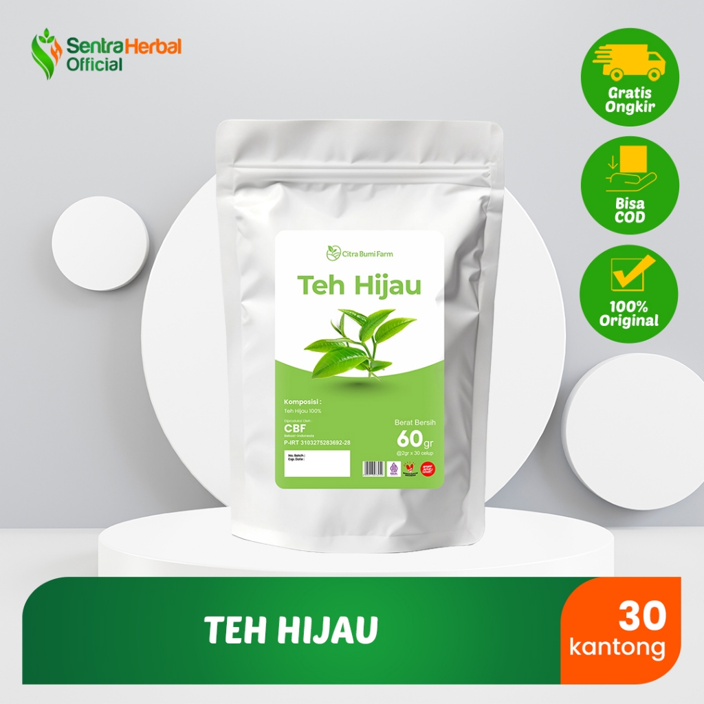 Teh Hijau Asli Green Tea 100% Detox Diet Pelangsing Alami Citra Bumi Farm Isi 30 Celup