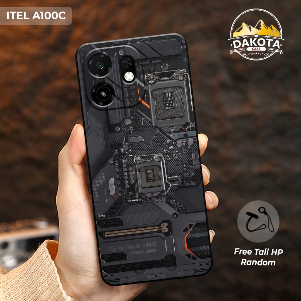DAKOTA | Softcase Hp Itel A100C 4G Motif Mesin hp Printing UV Terbaru 2026 Free Tali Strap Hp | Akse
