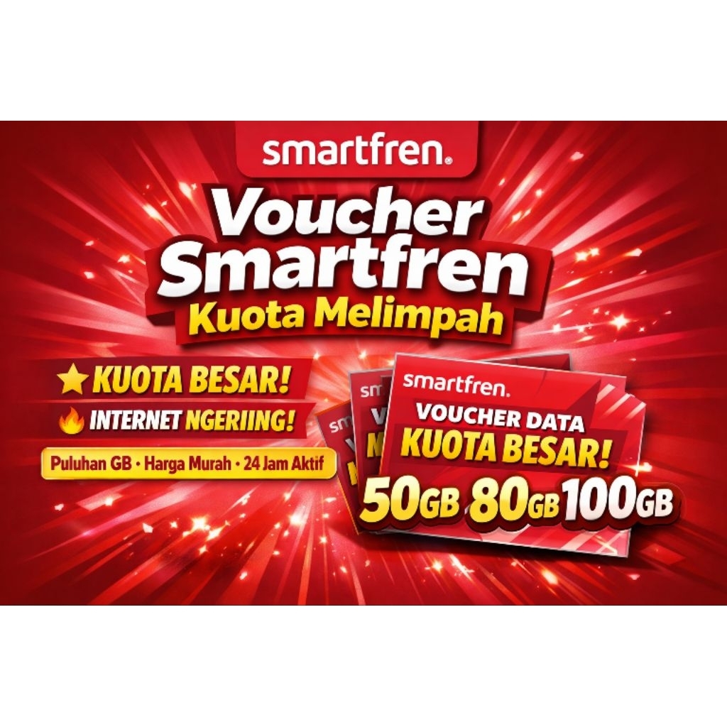 Voucher Data Smartfren Jumbo Murah - Kuota Utama + Lokal Melimpah - Kirim via Chat