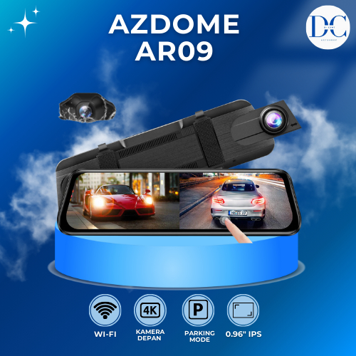 Dashcam Mobil - AZDOME Dashcam Spion AR09 - 9.66 Inch - 4K+1080P - Dashcam Front & Rear - Dashcam Sp