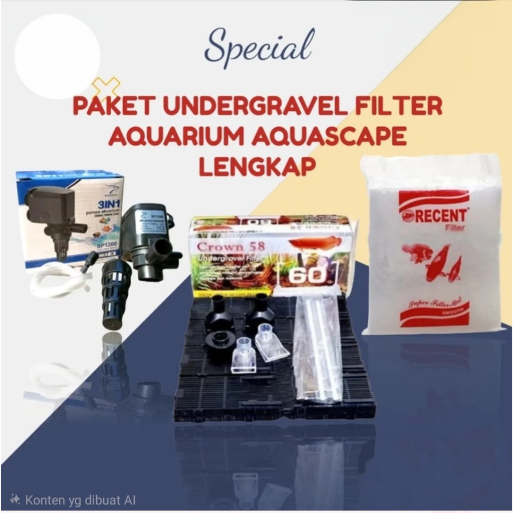 PAKET FILTER  Bonus  UNDERGRAVEL FILTER AQUARIUM AQUASCAPE LENGKAP