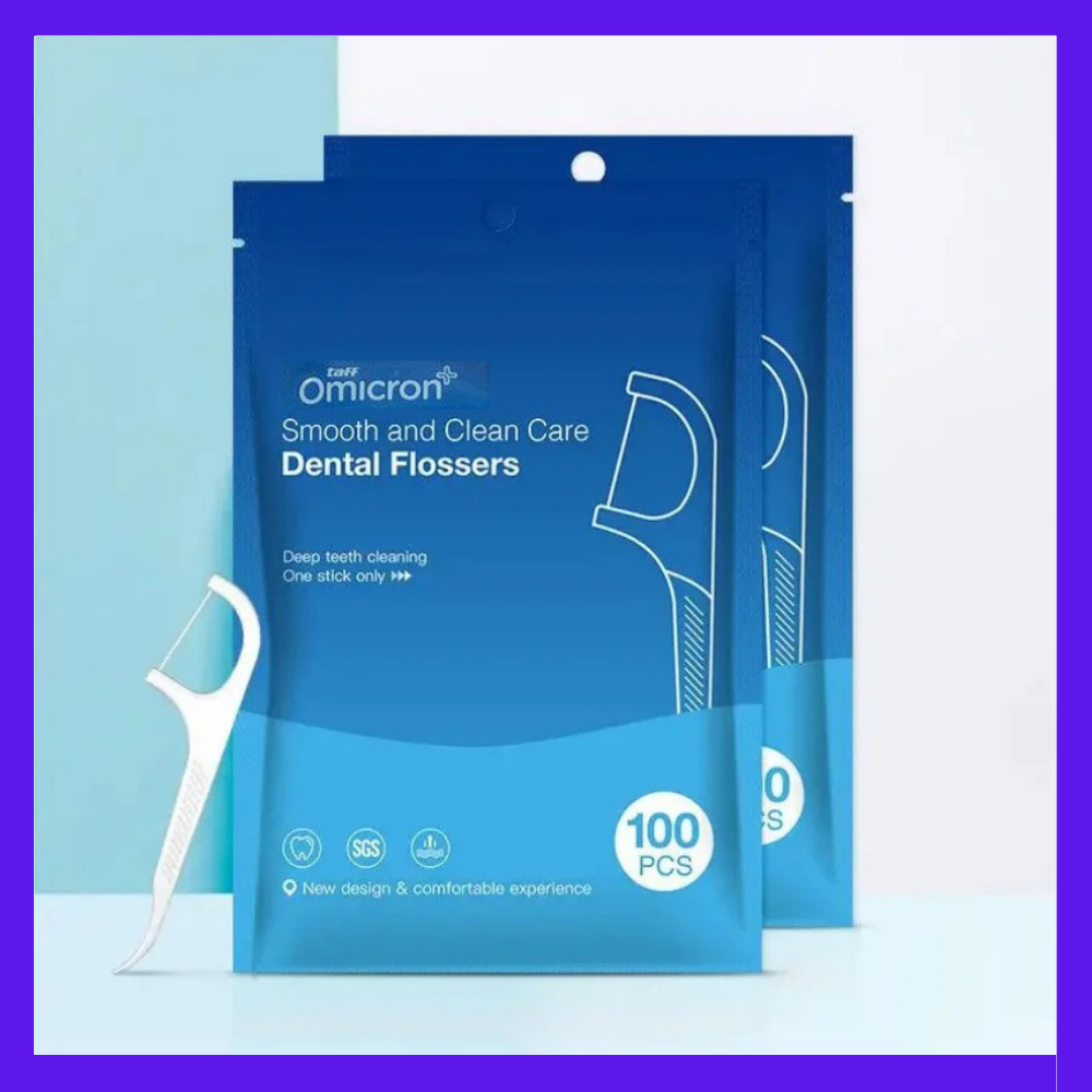 TaffOmicron Dental Floss Benang Gigi Pembersih Plak 100 PCS - TF-100 - White TUSUK GIGI