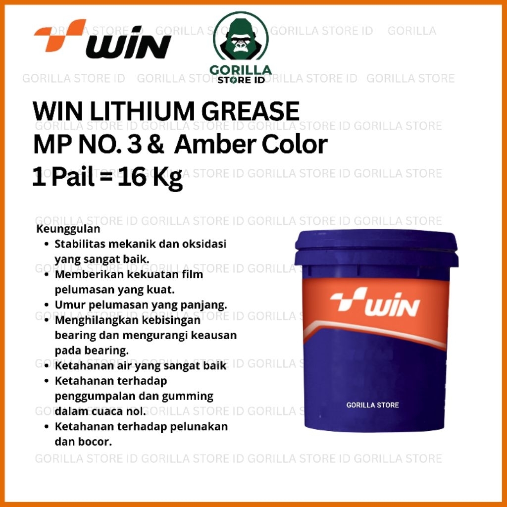 WIN LITHIUM GREASE MP NO. 3 & AMBER COLOR 16 KG