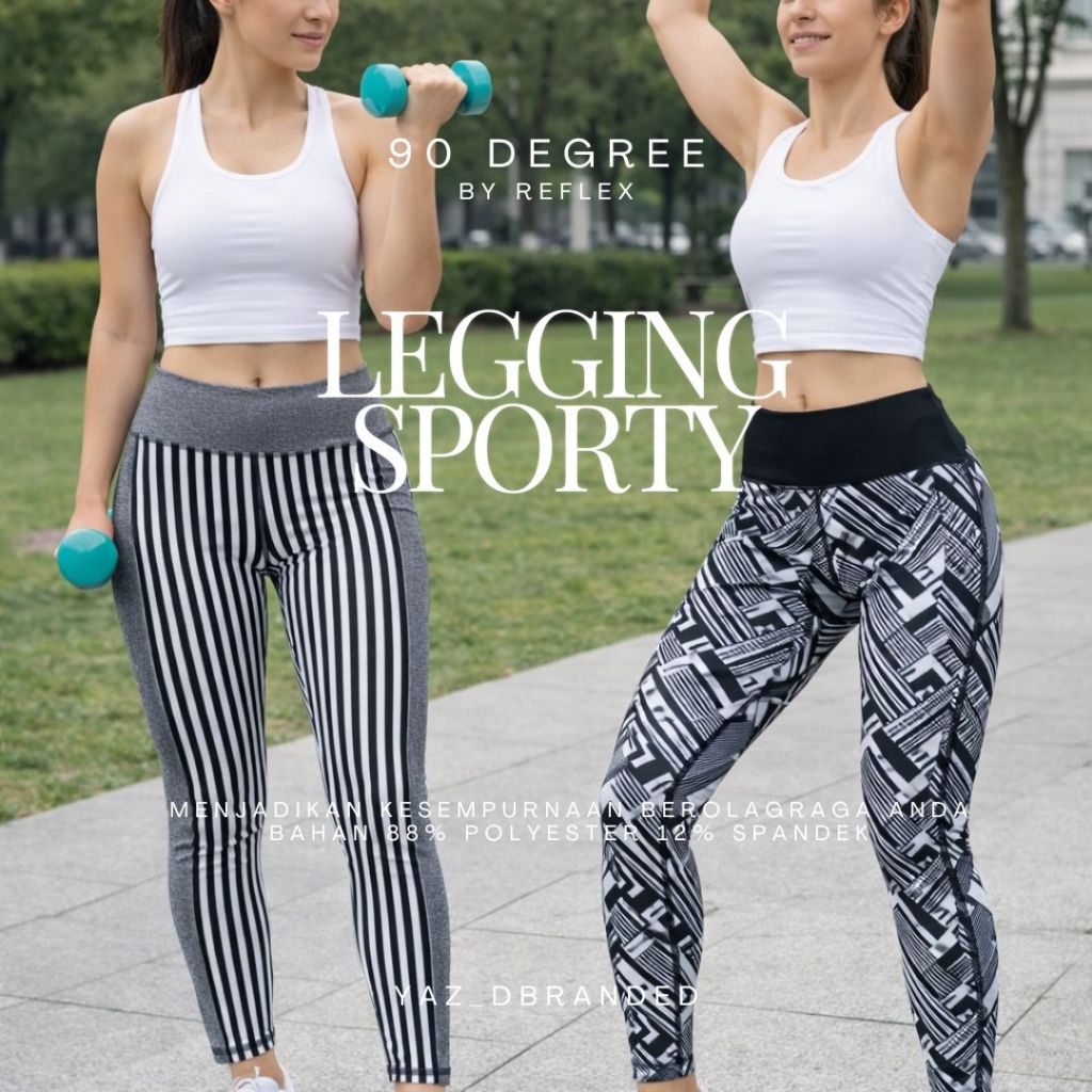 90 Degree by Reflex Legging Sporty Wanita Original - Celana Olahraga Bahan Premium