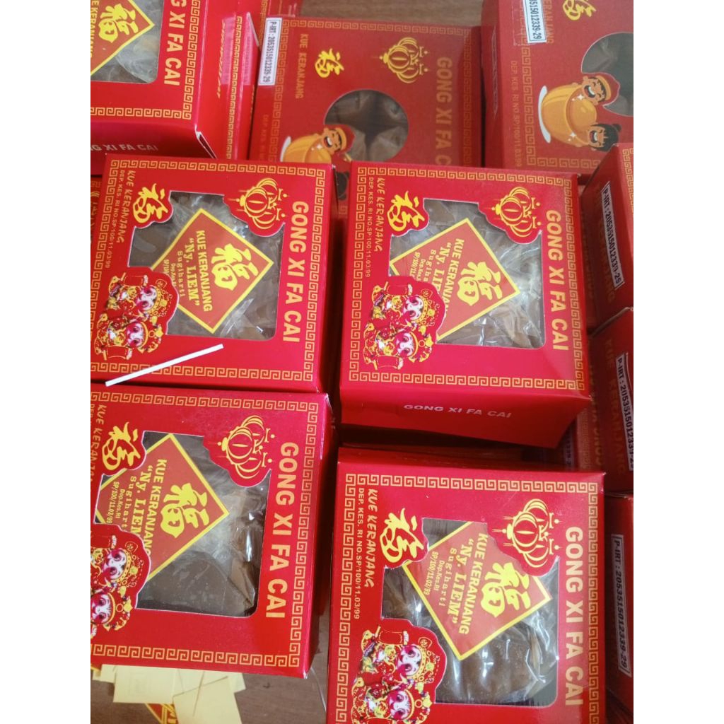 Kue Keranjang Ny. Liem + kotak merah fu + stiker Fu - rasa ketan putih, gula putih dan caramel, orig