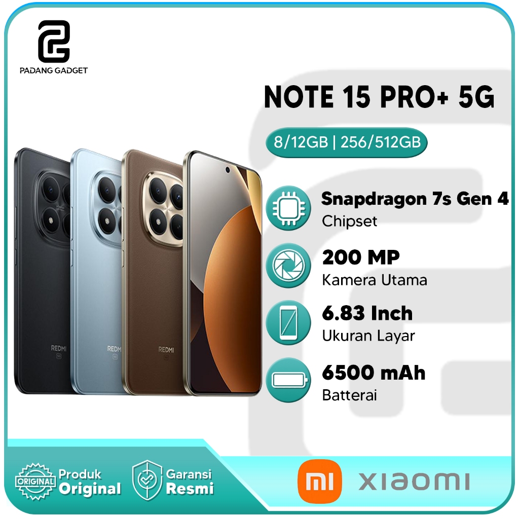 Xiaomi Redmi Note 15 Pro+ 5G 8/256GB 12/512GB Hp Android Smartphone Baru Original Garansi Resmi