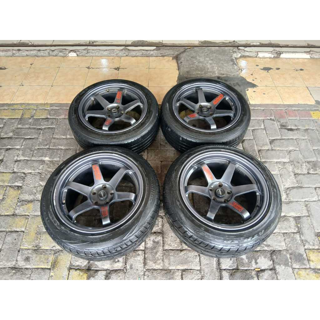 VELG MOBIL RACING TE37 RING 18 LEBAR 9/10 LUBANG BAUT PCD 5X114 + BAN PELEK