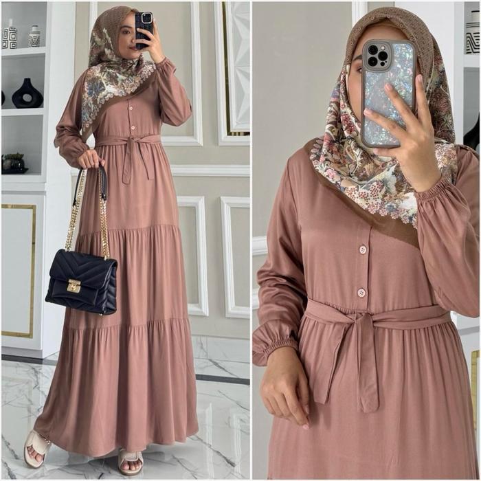 Gamis Aurelia Rayon Twill - Nyaman Dipakai, Desain Unik, Mudah Dirawat