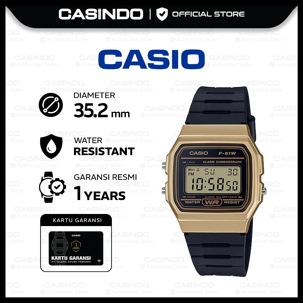 CASIO Jam Tangan Pria Digital F-91WM-9ADF