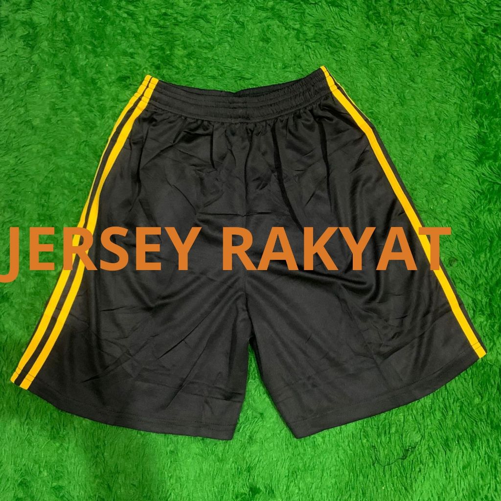 celana bola pendek hitam list kuning 2025 2026