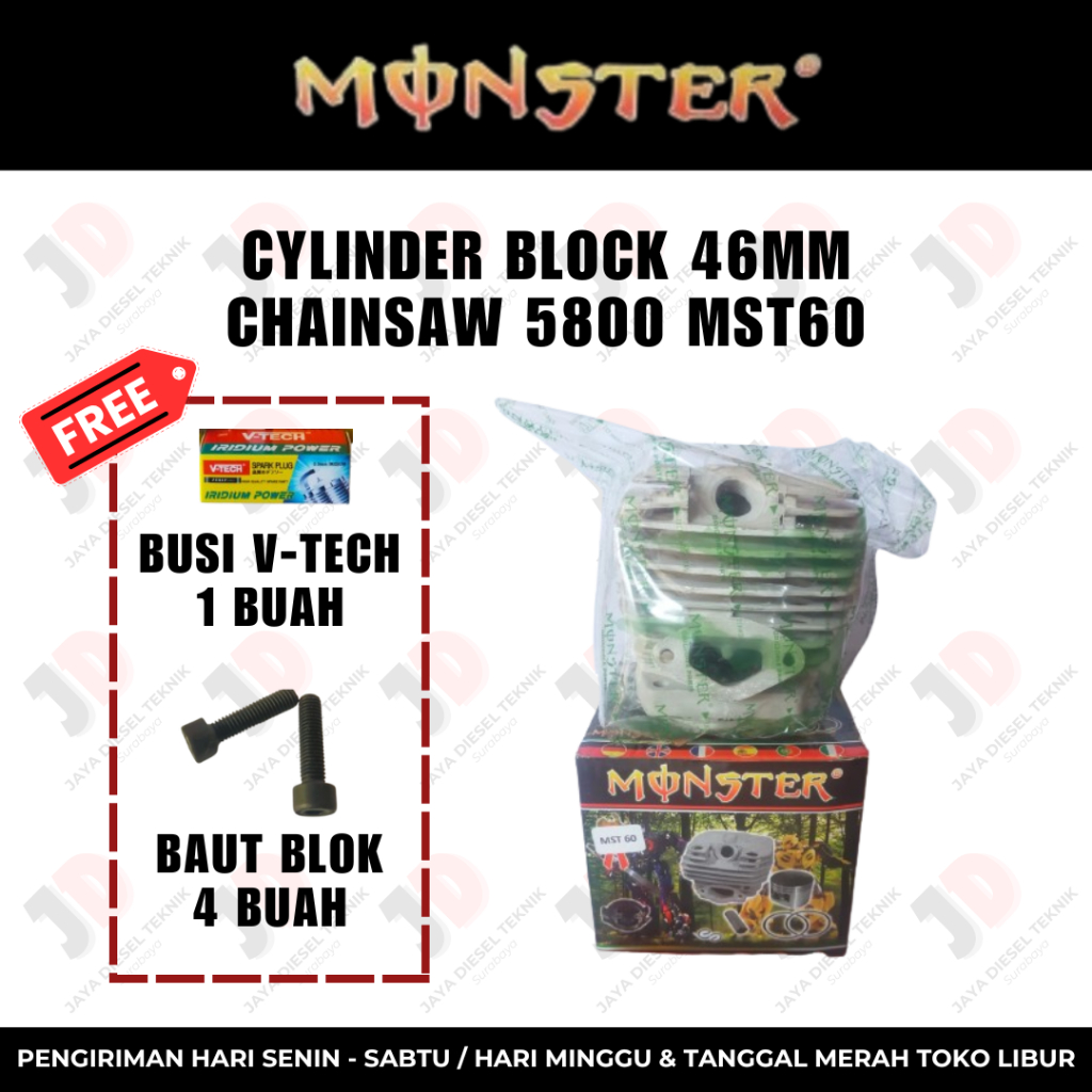 Cylinder Block 46mm Chainsaw 5800 MST60 Original Merek Monster