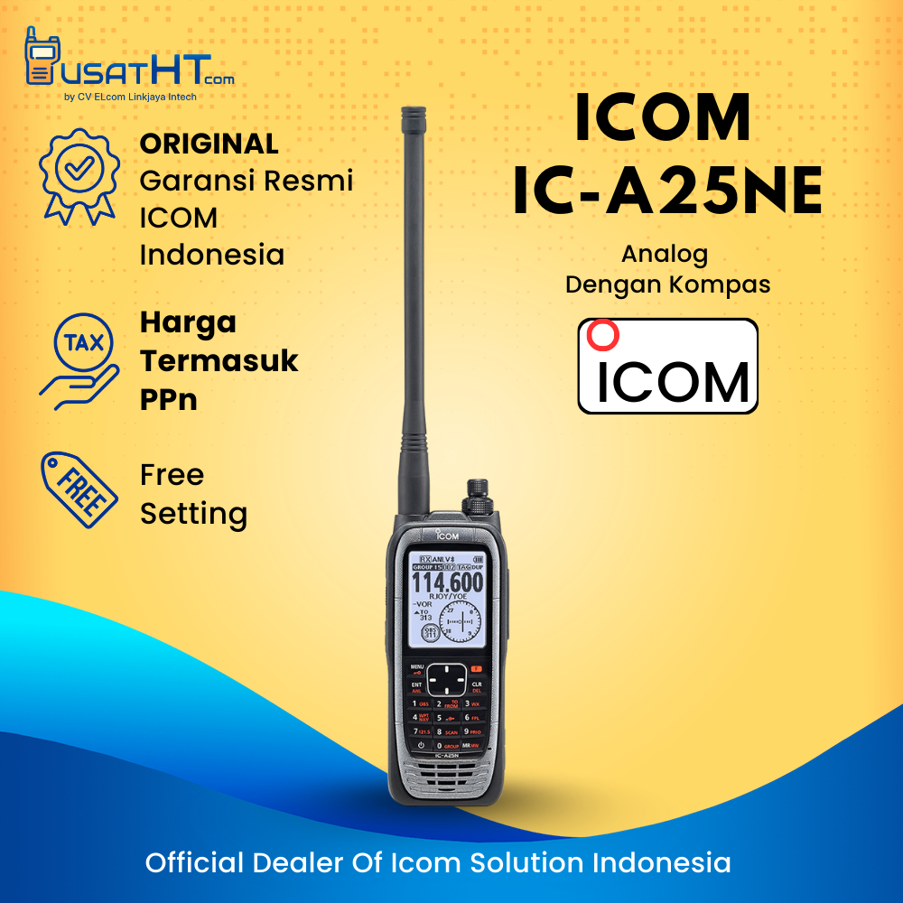 Radio HT ICOM IC-A25NE A 25NE VHF AIR BAND TRANSCEIVERS Dengan Kompas GPS Garansi Resmi 1 Tahun 100%