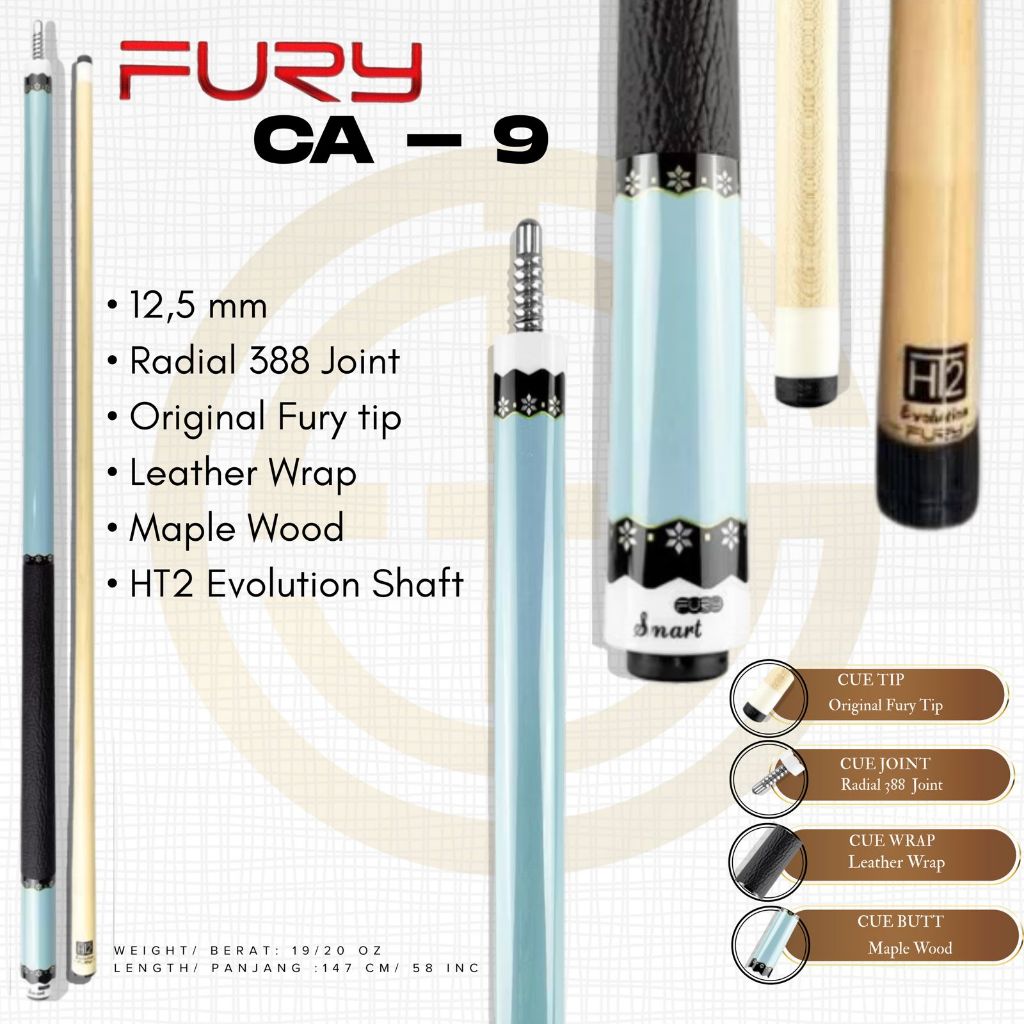 Fury CA-9  HT2 Evolution Maple  Shaft New - Stick Billiard Play