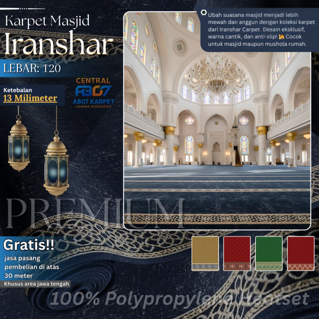 Karpet Masjid Premium Iranshar –Lebar 120,  Kemewahan & Kenyamanan Ibadah