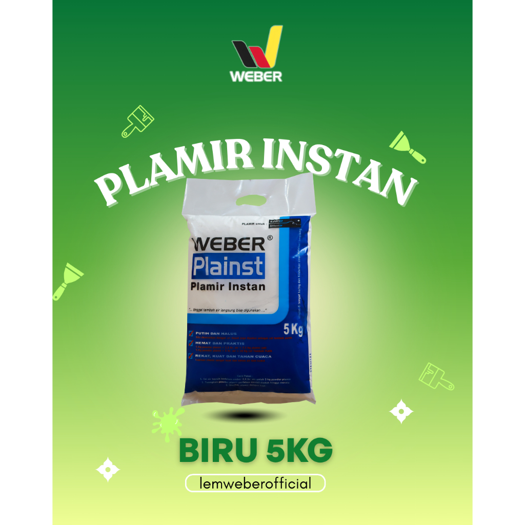 Plamir Tembok Weber 5 kg / Plamir Instan Weber / Dempul Tembok Instan Weber / Plamir Siap Pakai / Pl