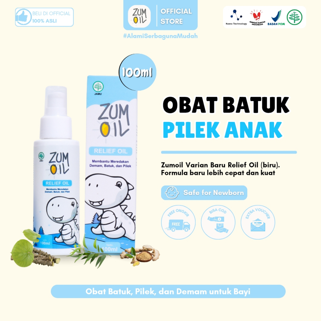 Zumoil Relief Oil (Biru) - Obat Batuk, Pilek, dan Demam untuk Bayi