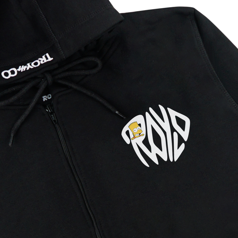 Troy Company Zipper Hoodie Black Smilling Bart - Jaket Hitam Hoodie Hitam Full Zip ZHD 2469