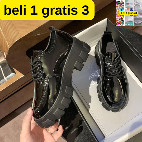 OKAY CLARA Sepatu Docmart Boots Kerja Wanita Hitam Oxford Import Boots Fashion Pantofel