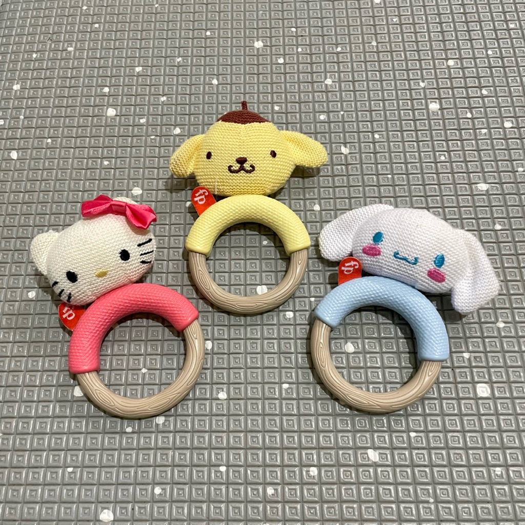 PRELOVED (3pcs) Fisher Price Sanrio Knit Teether Set | Mainan Gigitan Baby Toy Rattle Kerincing Bayi