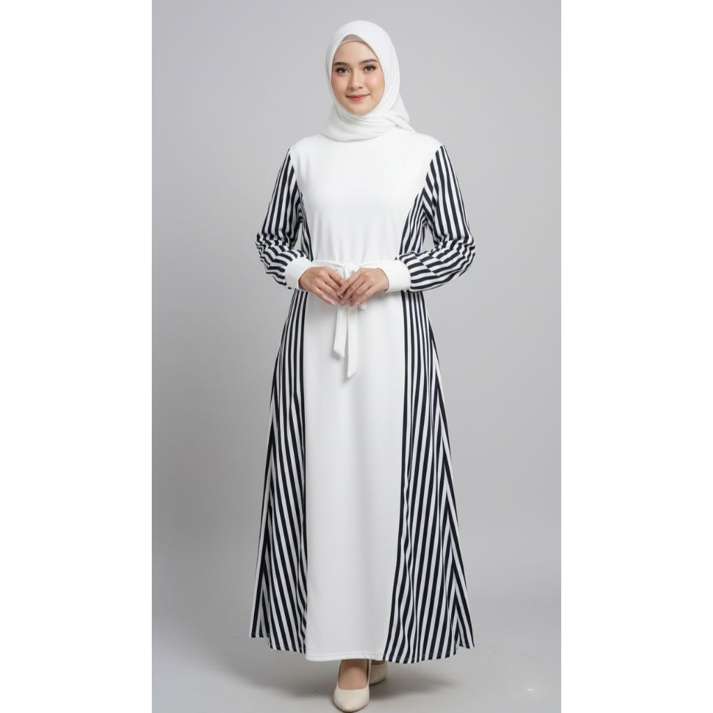 Dress Scuba /Gamis Kaos Scuba / Maxy Dress Gamis Remaja Dress Remaja / Gamis Putih Motif / Dress Scu