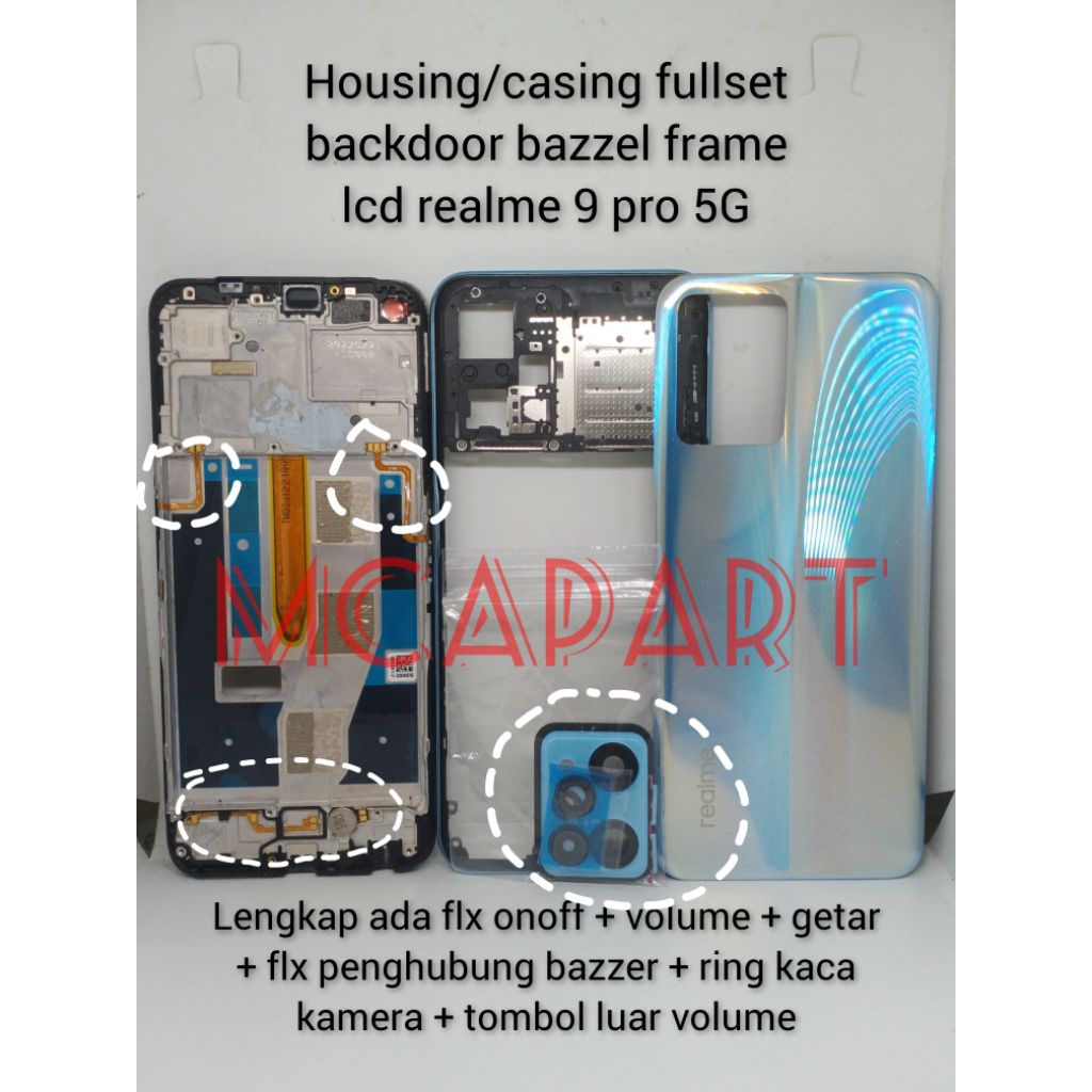 HOUSING/CASING FULLSET BACKDOOR + BAZZEL + FRAME LCD COPOTAN REALME 9 PRO 5G(LENGKAP ADA TOMBOL LUAR