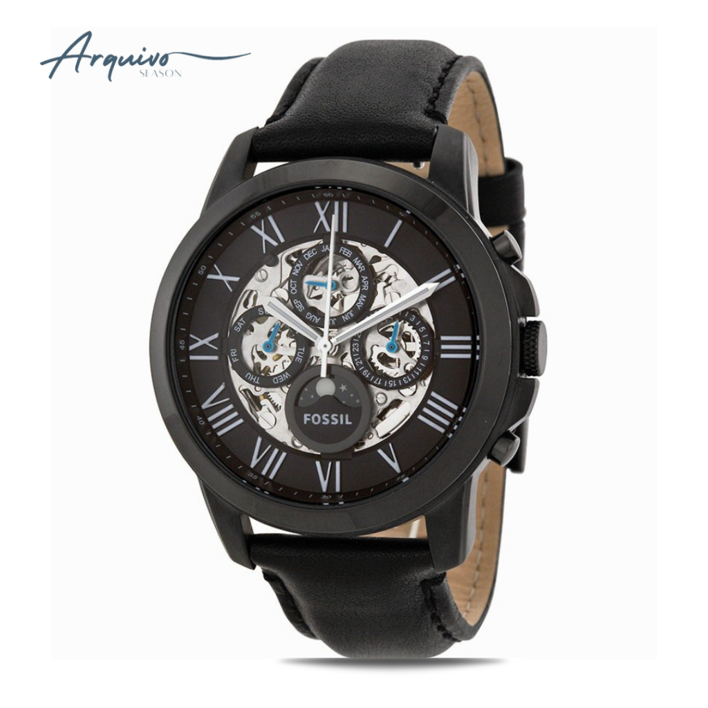 Jam Tangan Pria Fossil Townsman Automatic Chronograph Kulit Black Sporty Casual Original ME3028