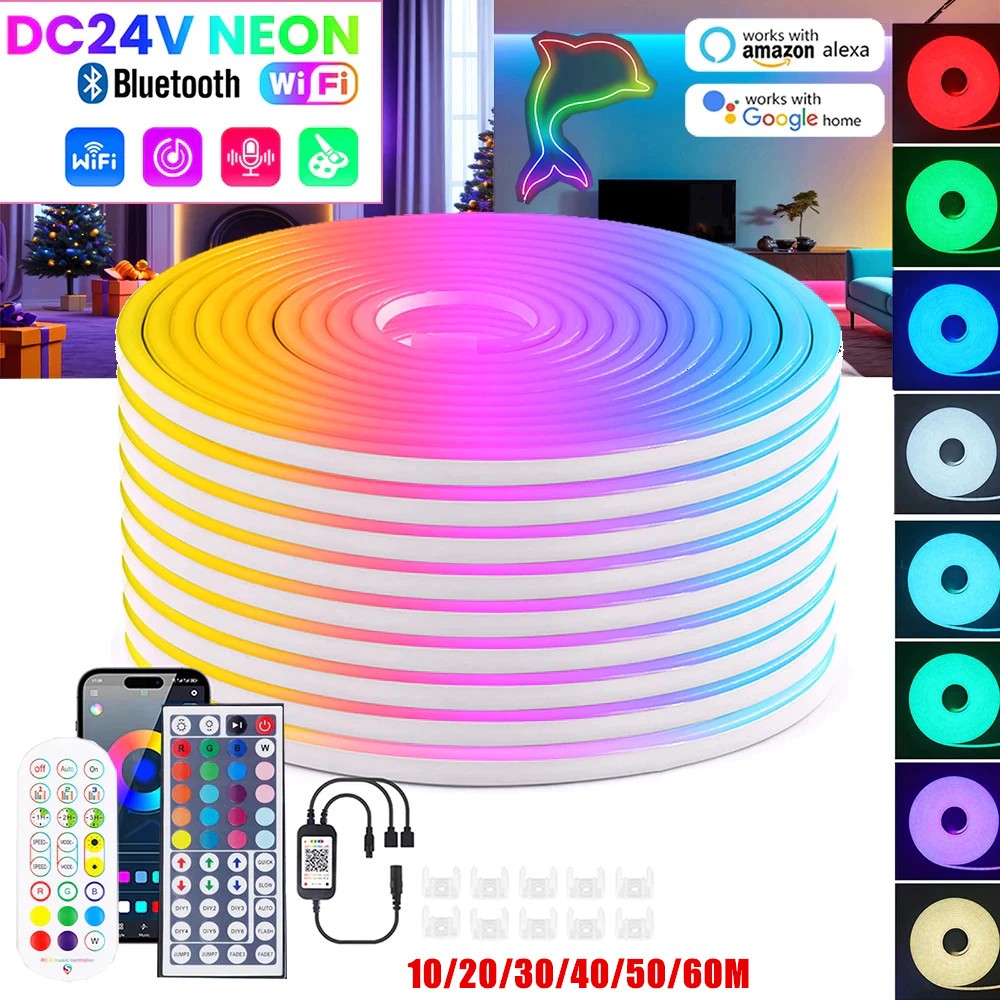 Lampu Neon Flex 5M 10M 20M LED Neon Flex Remote Lampu Strip Led Neon Sign Lembut Flexible Strip Taha