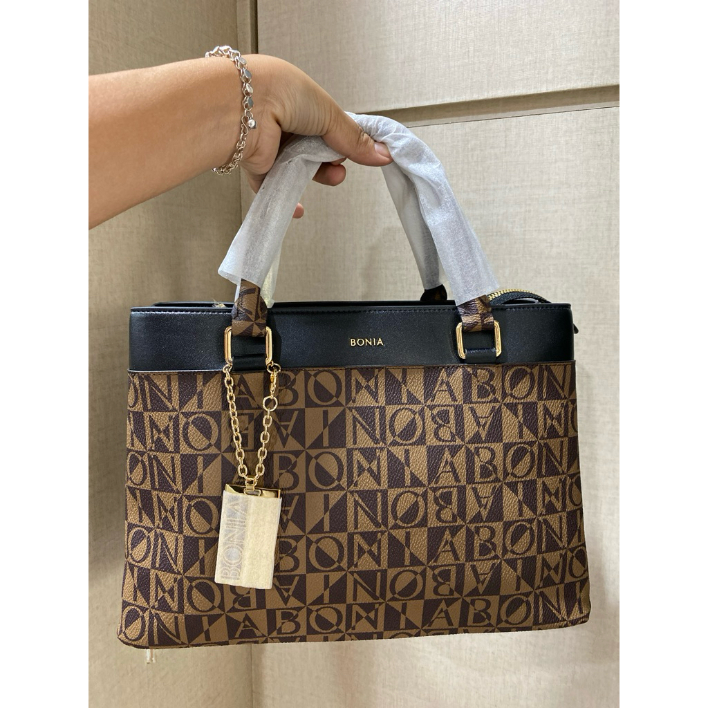 TAS BONIA ORIGINAL ORIGINAL MONOGRAM LIS HITAM