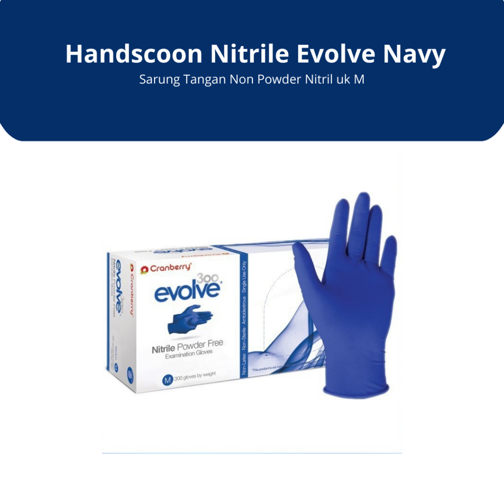 handscoon nitrile evolve navy / sarung tangan non powder nitril uk M