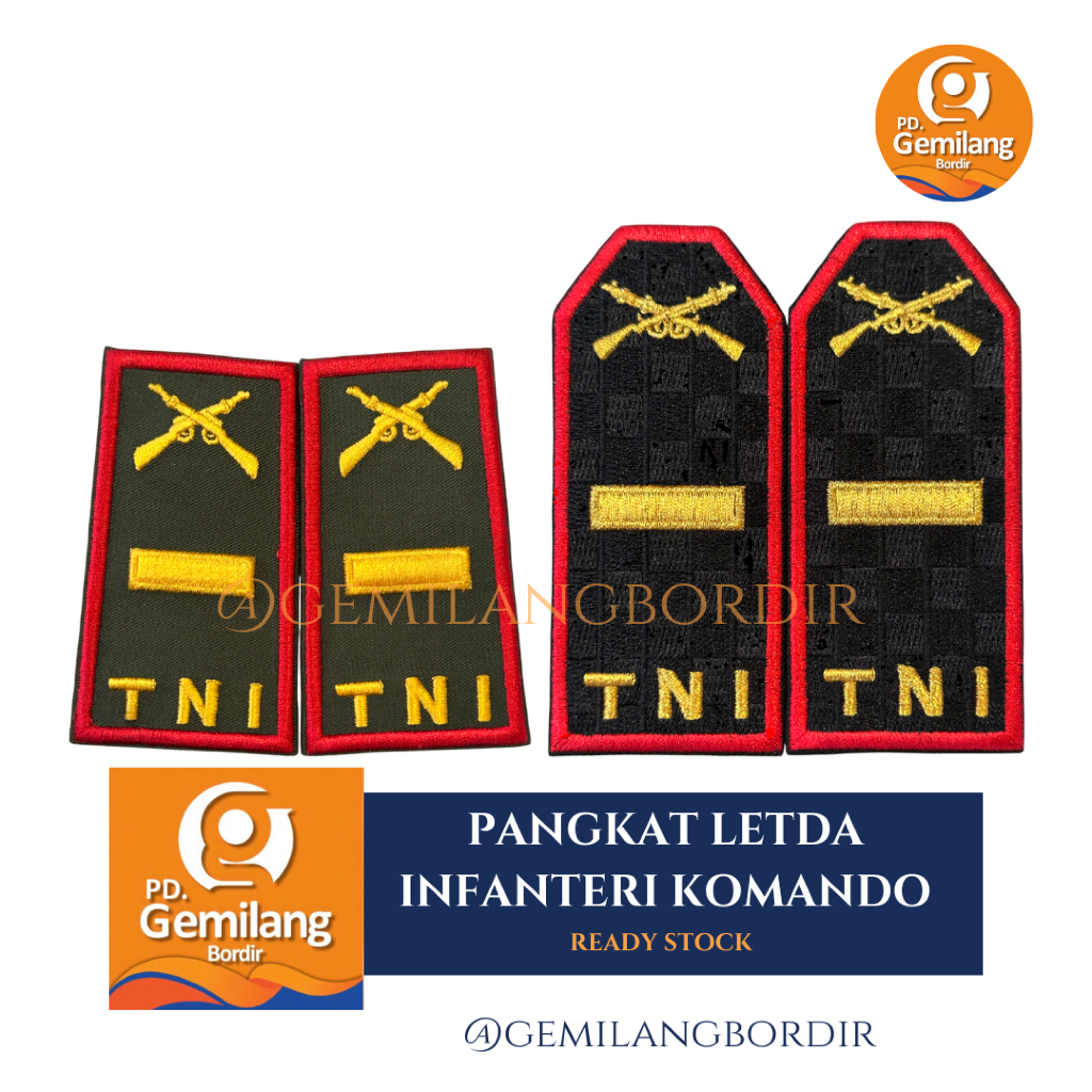 PANGKAT LETDA INFANTERI KOMANDO Lis Merah TNI AD | Pangkat PDU TNI | Pangkat PDH TNI | Pangkat TNI A