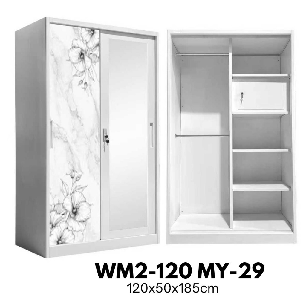 Lemari Baju Pakaian Besi Sliding Pintu Minimalis Wardrobe Metal