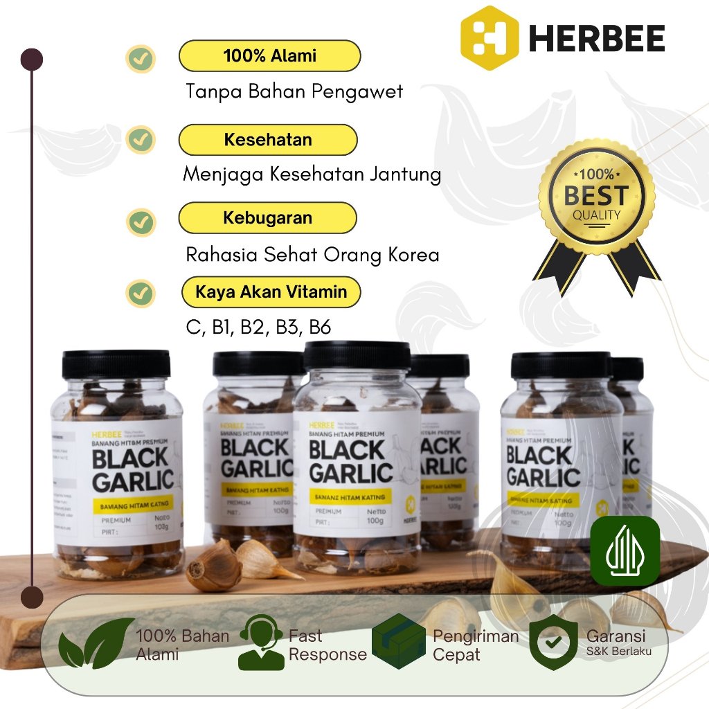 Herbee - Black Garlic Kating Black Garlic Quality 100gr Black Garlic Rempah Bebas Gula