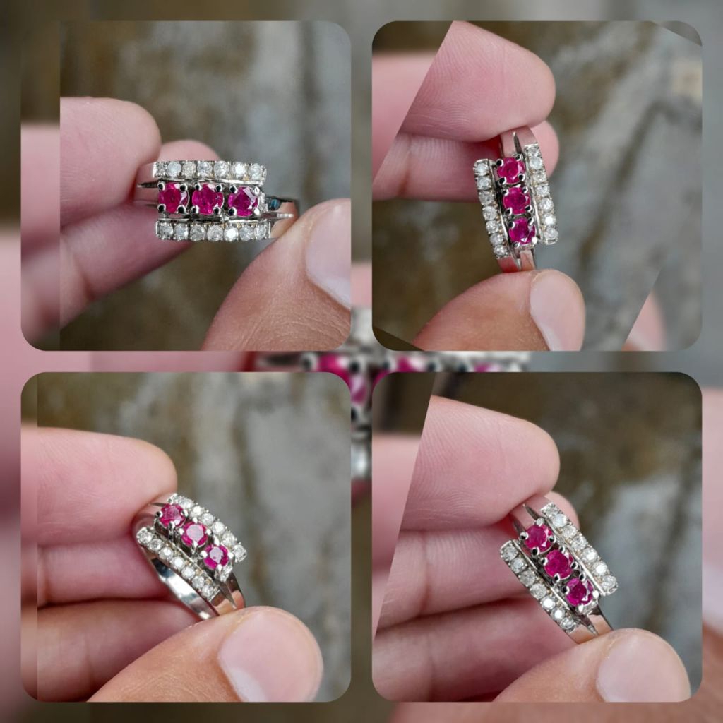 cincin berlian asli cewe model terbaru mata tengah merah ruby