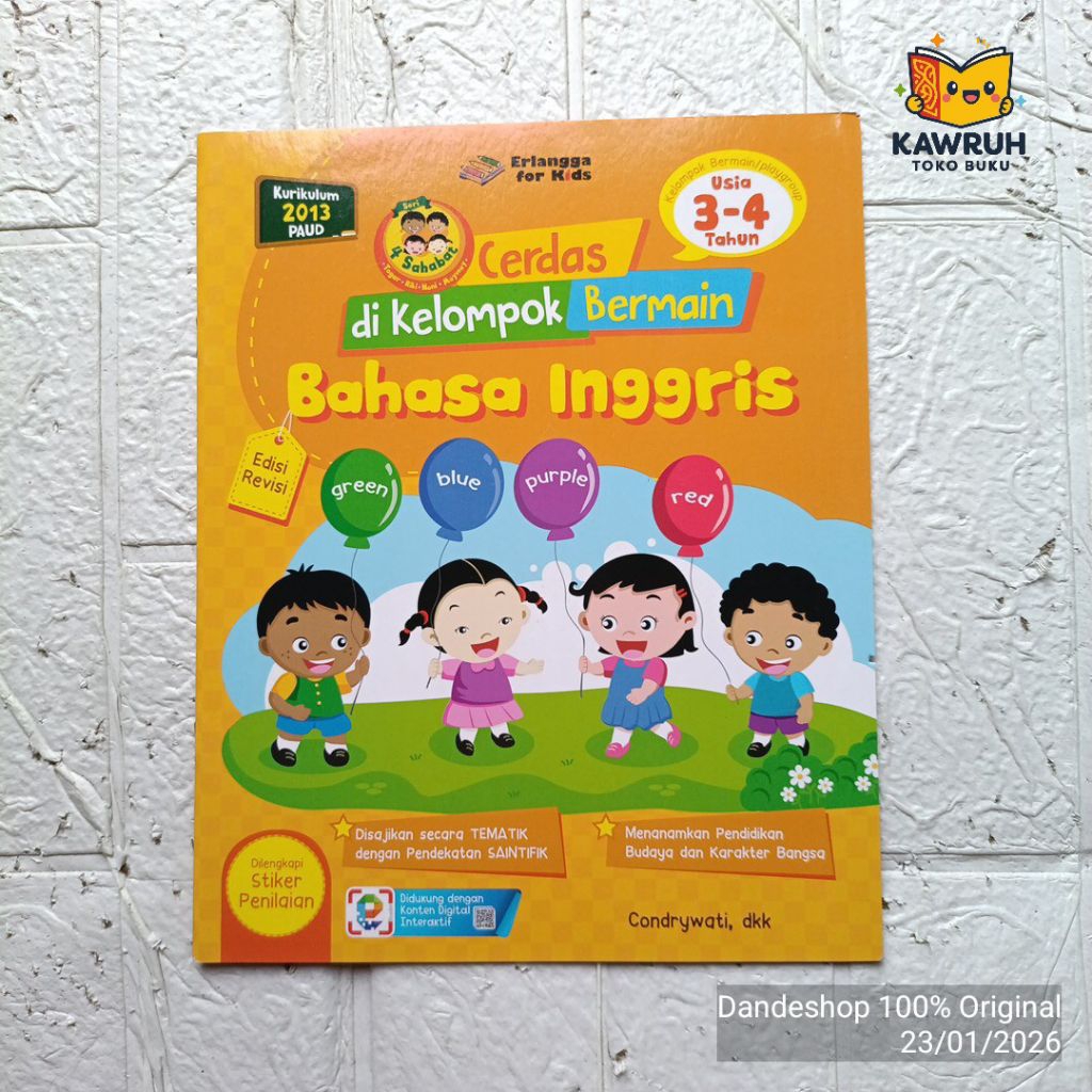 Cerdas di Kelompok Bermain BAHASA INGGRIS - Seri 4 sahabat usia 3-4 tahun kelompok bermain playgroup