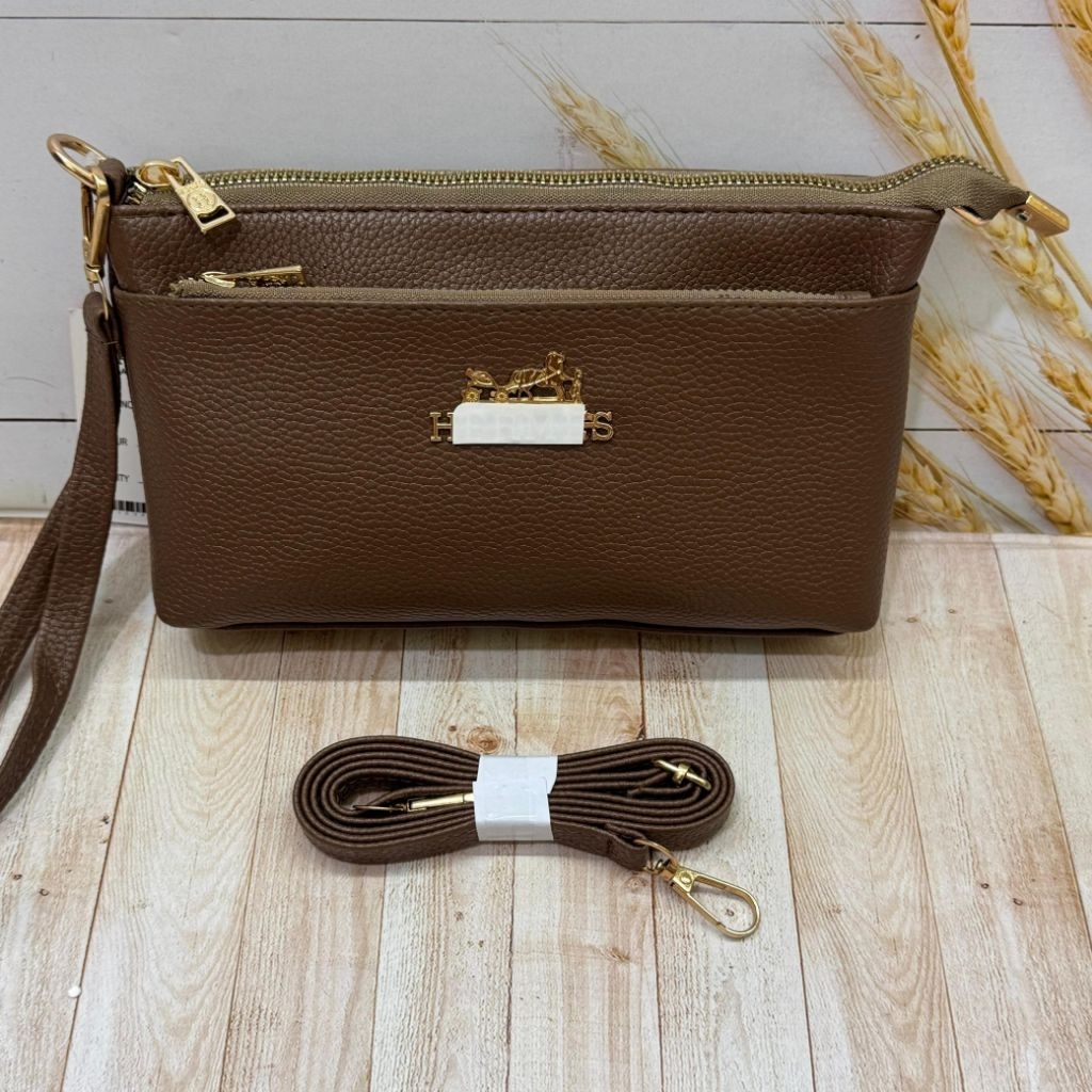 Tas Selempang Wanita Bahan Kulit Jeruk Free Tali Panjang Dan Tali Pendek