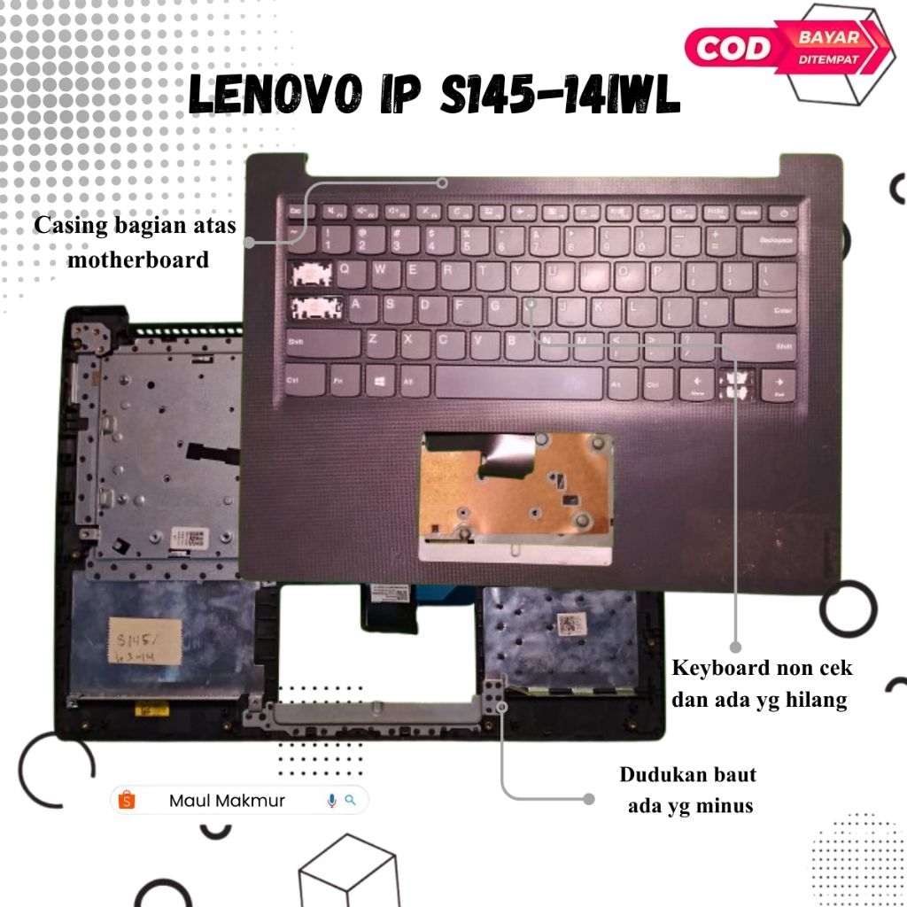 SECOND Casing Laptop Lenovo Ideapad S145-14IWL | Casing C Bagian Atas Motherboard Laptop