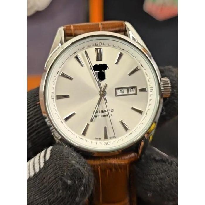 The Luxe Watch121 Jam Tangan Pria Mewah Carrera Date White Dial Croco Leather Men Watch