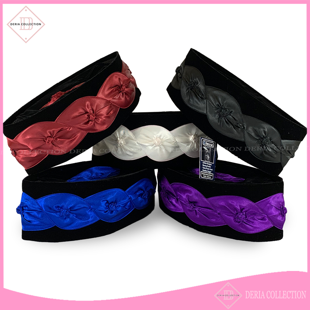 Songkok AWANG CITRA KEMBANG KOL AC Hitam Merah Maroon Biru Ungu Hijau Putih / Kopeah Beludru / Peci 