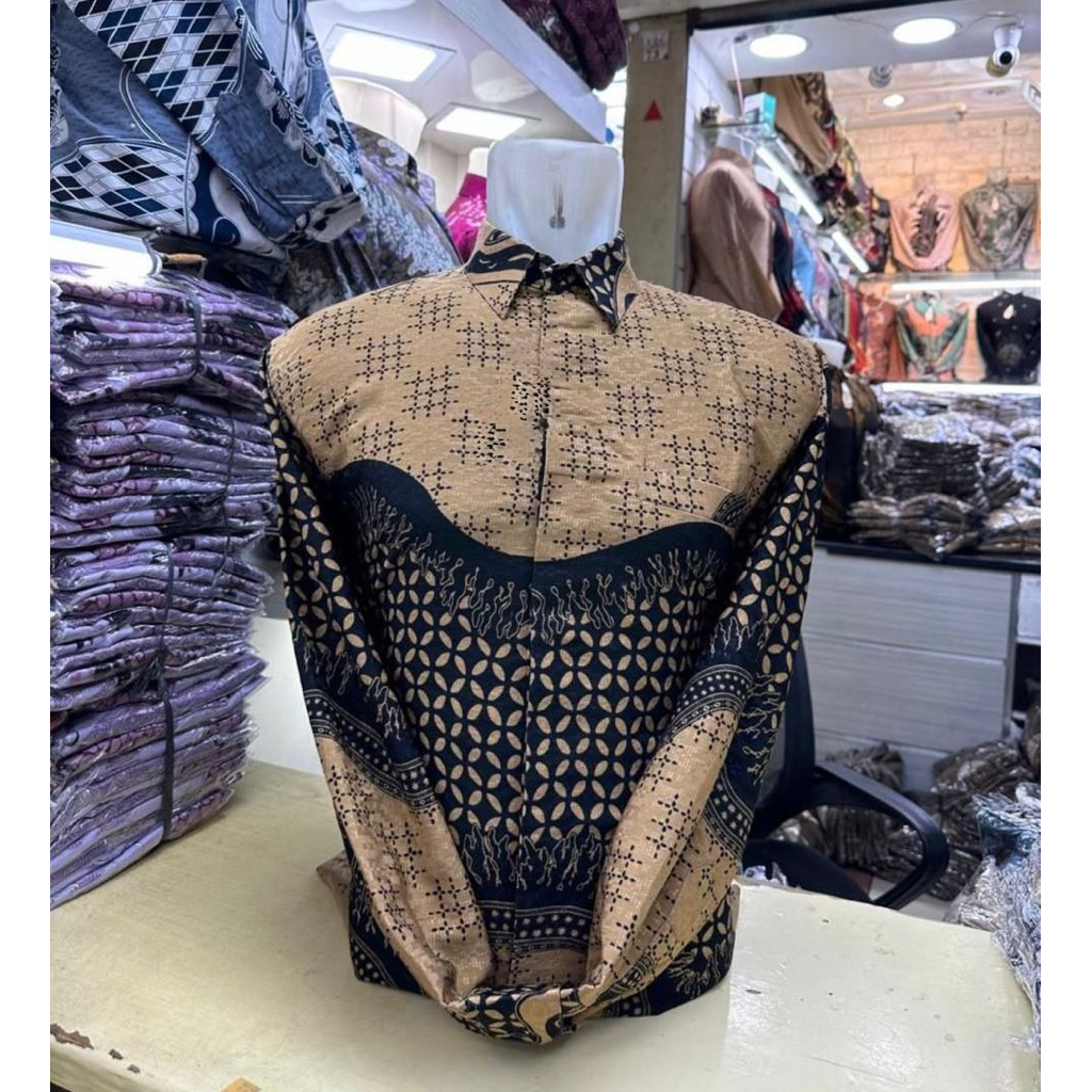 kemeja Batik Pria Lengan Panjang Bahan Doby Premium Motif Terbaru Doby Super