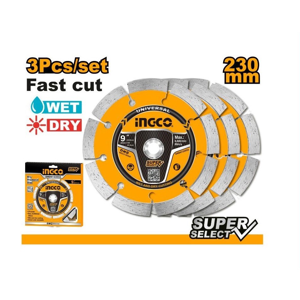 (INGCO) - DIAMOND WHEEL DRY 9" INCH SET 3PCS INGCO DMD0123023
