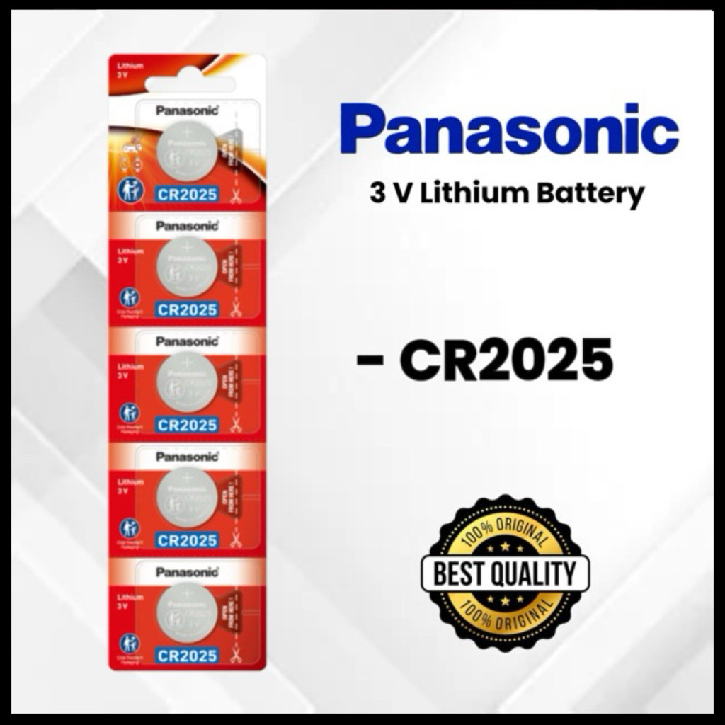 Baterai PANASONIC CR2025 Original Batre CR2025 Lithium 3 Volt 5 PCS