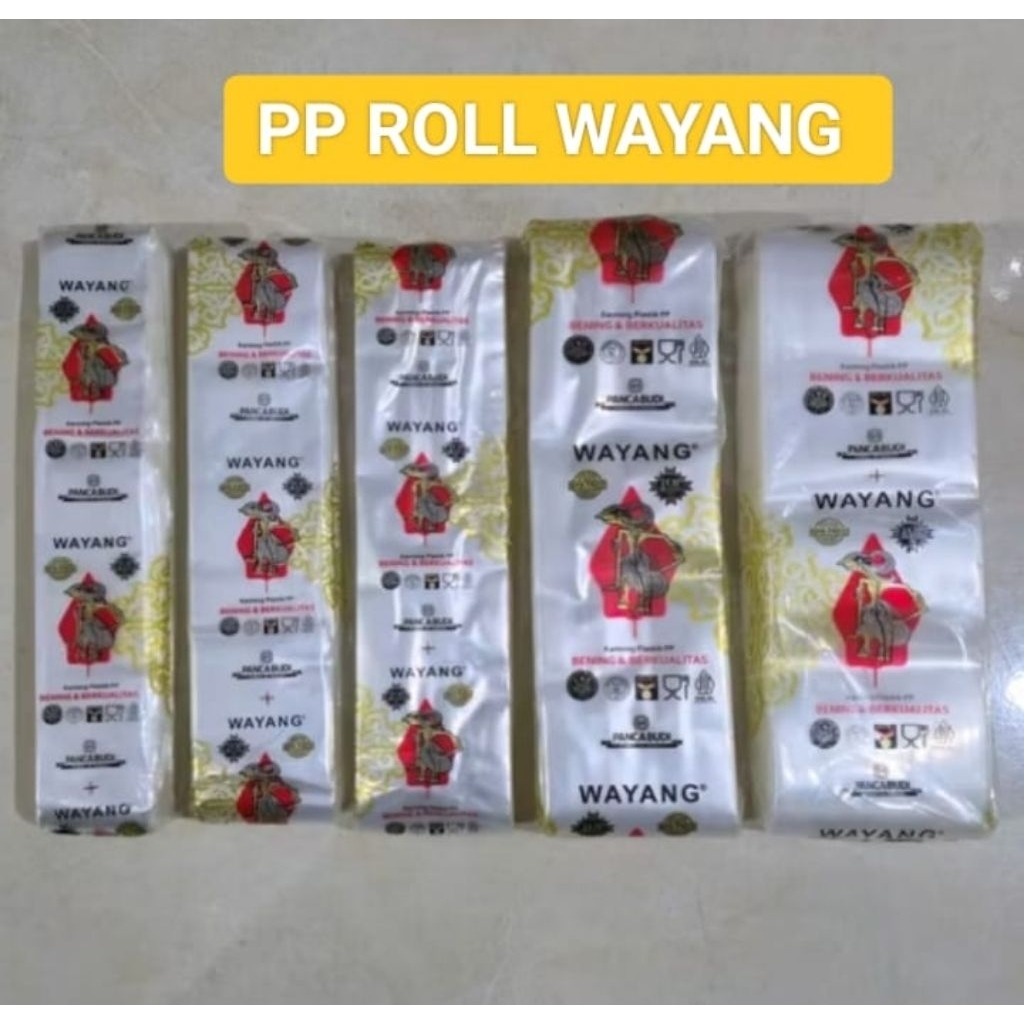 plastik pp roll wayang bening ukuran 4 CM sampai 15 CM