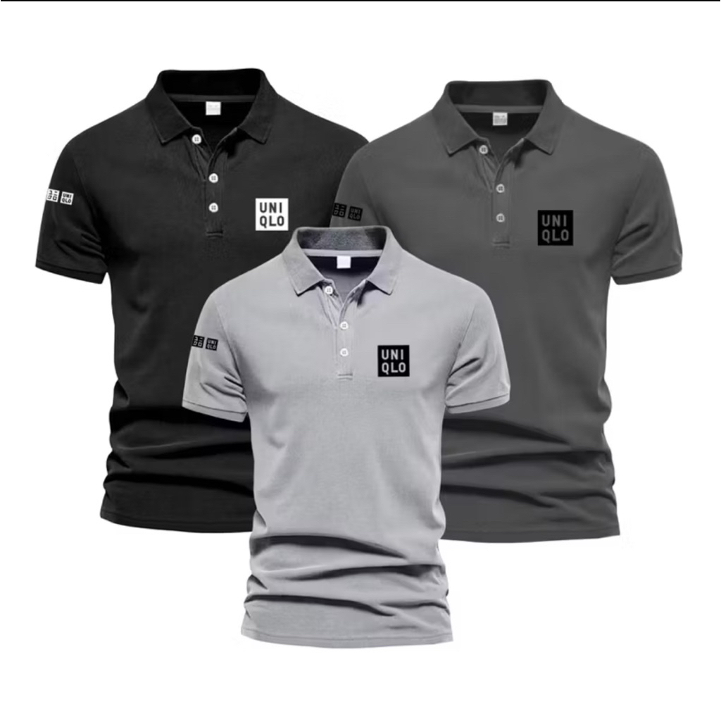 PAKET Isi 3 PCS [ Bisa COD ) Polo-Kaos Kerah Bahan Tebal Katun - Kaos Kerah Distro Cowok Cewek Brand