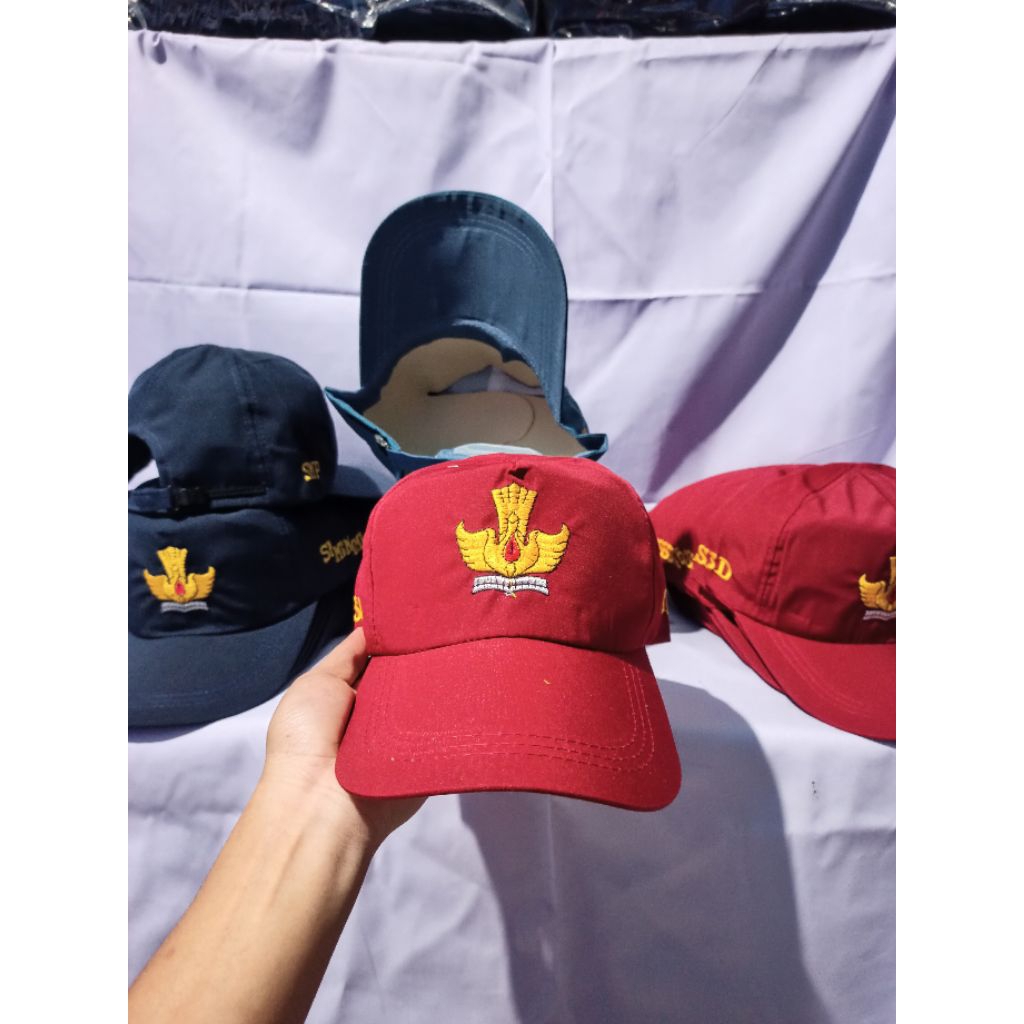 topi seragam sekolah rel jaring sd smp sma pramuka