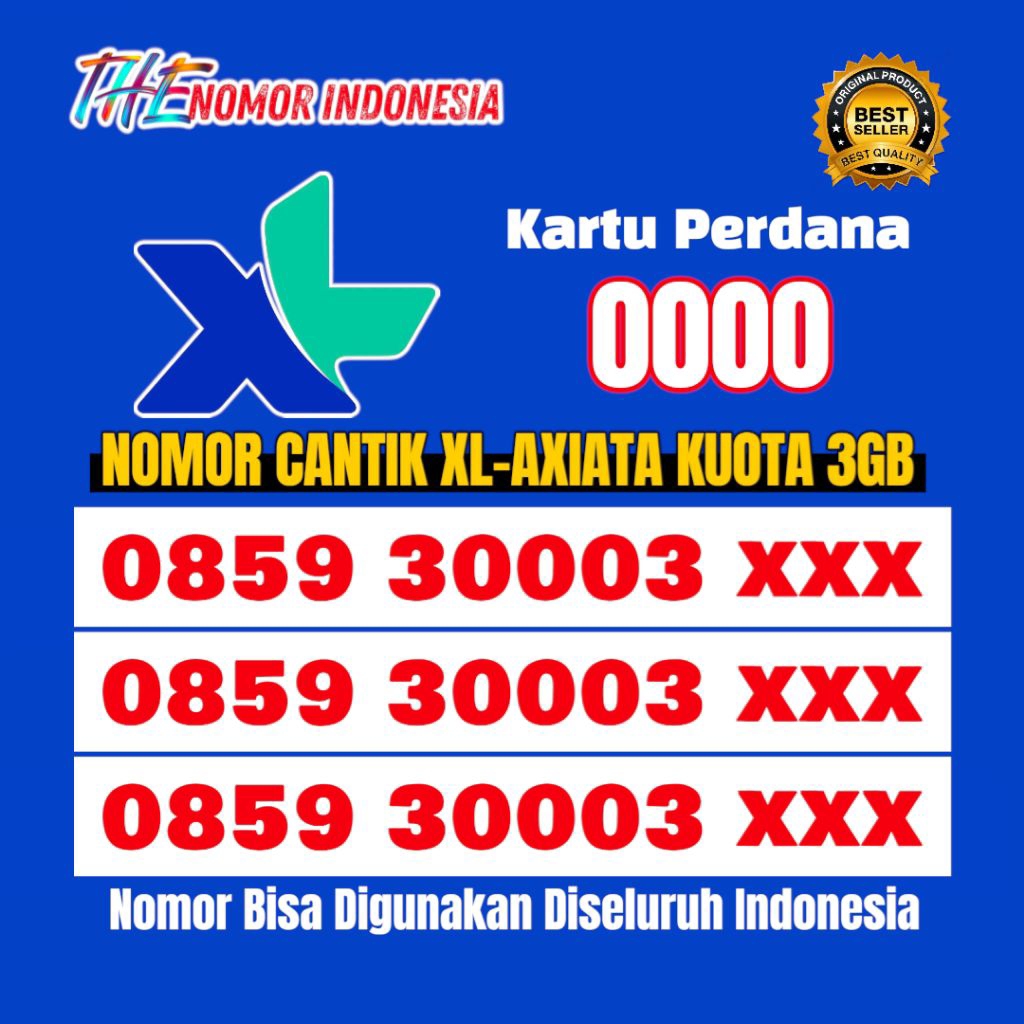 Kartu Perdana Cantik XL-Axiata Sinyal 4G/5G/LTE Seri 3000 Nomor Nasional | Bonus Kuota 3GB (XL-E.006