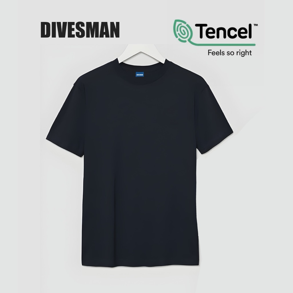 Divesman T-shirt Kaos Polos Tencel Modal Hitam Unisex